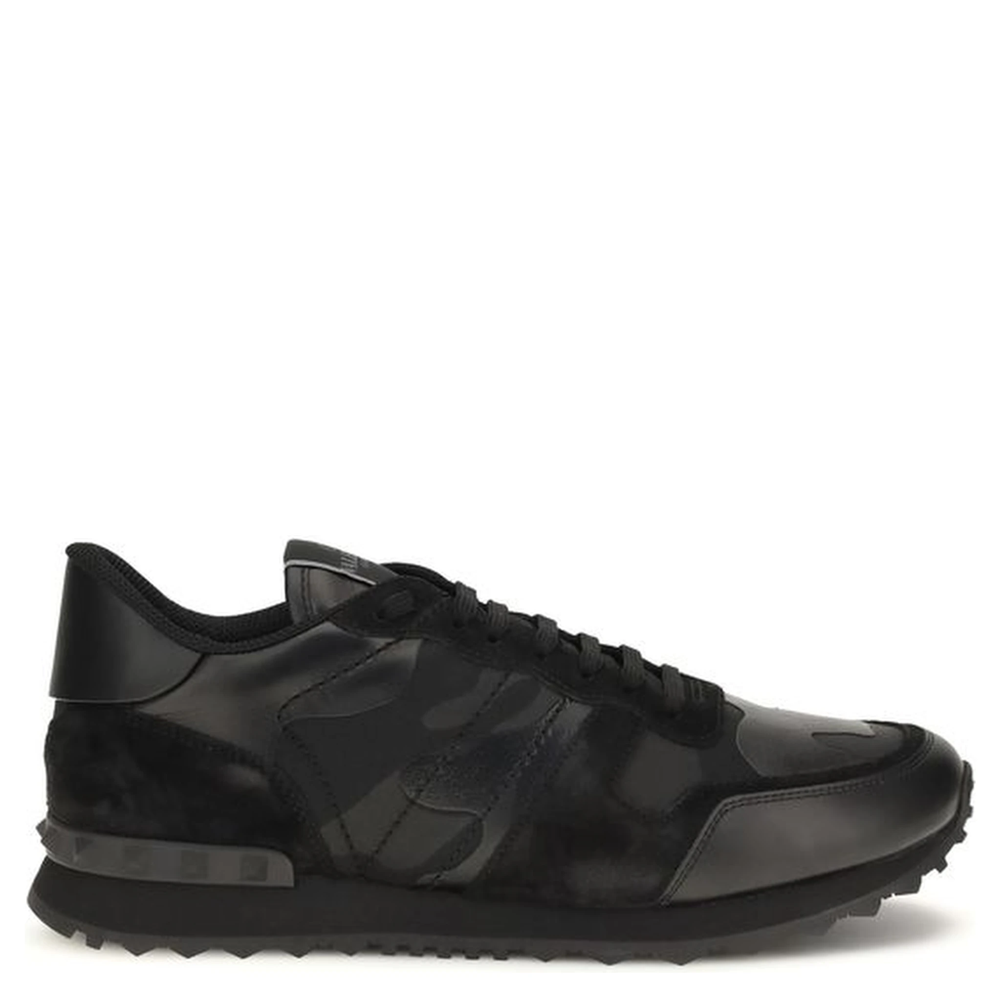 Black Polyester Athletic Sneakers