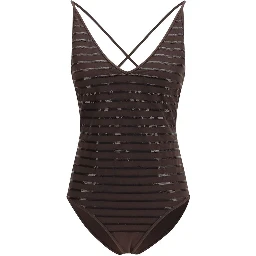 Brown Nylon One-Piece Swimsuit
