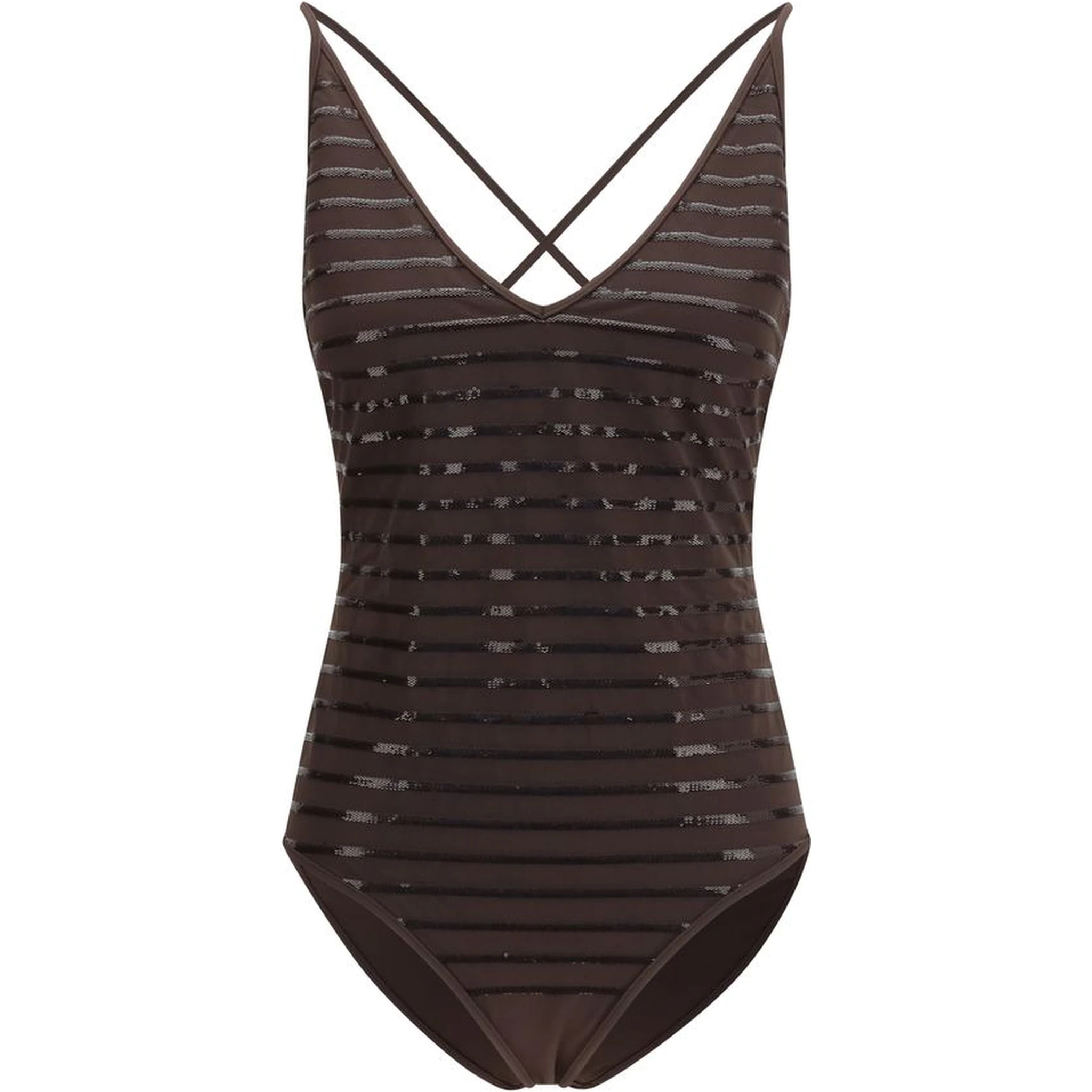 Brown Nylon One-Piece Swimsuit