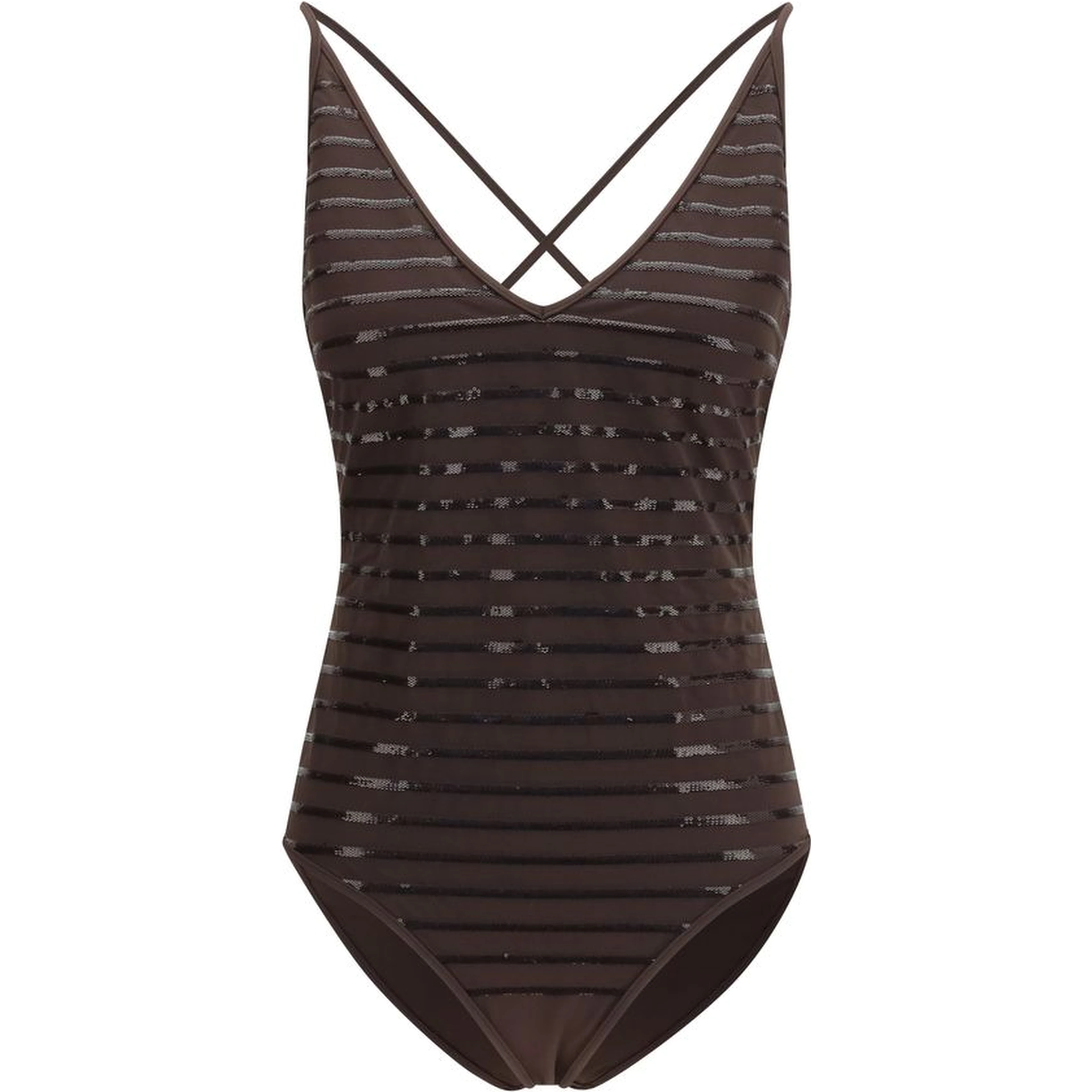 Brown Nylon One-Piece Swimsuit