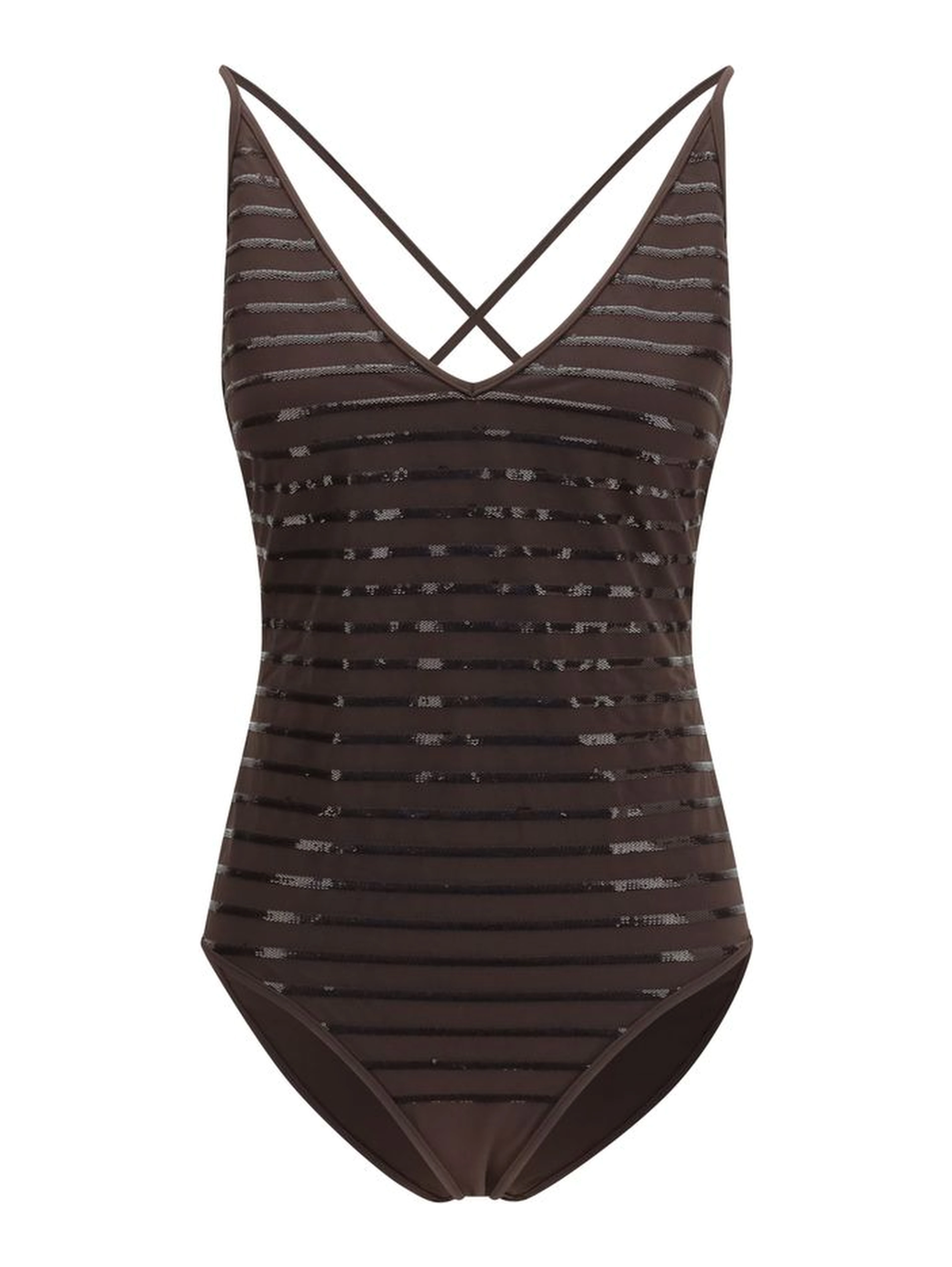 Brown Nylon One-Piece Swimsuit