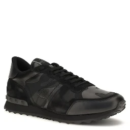 Black Polyester Athletic Sneakers