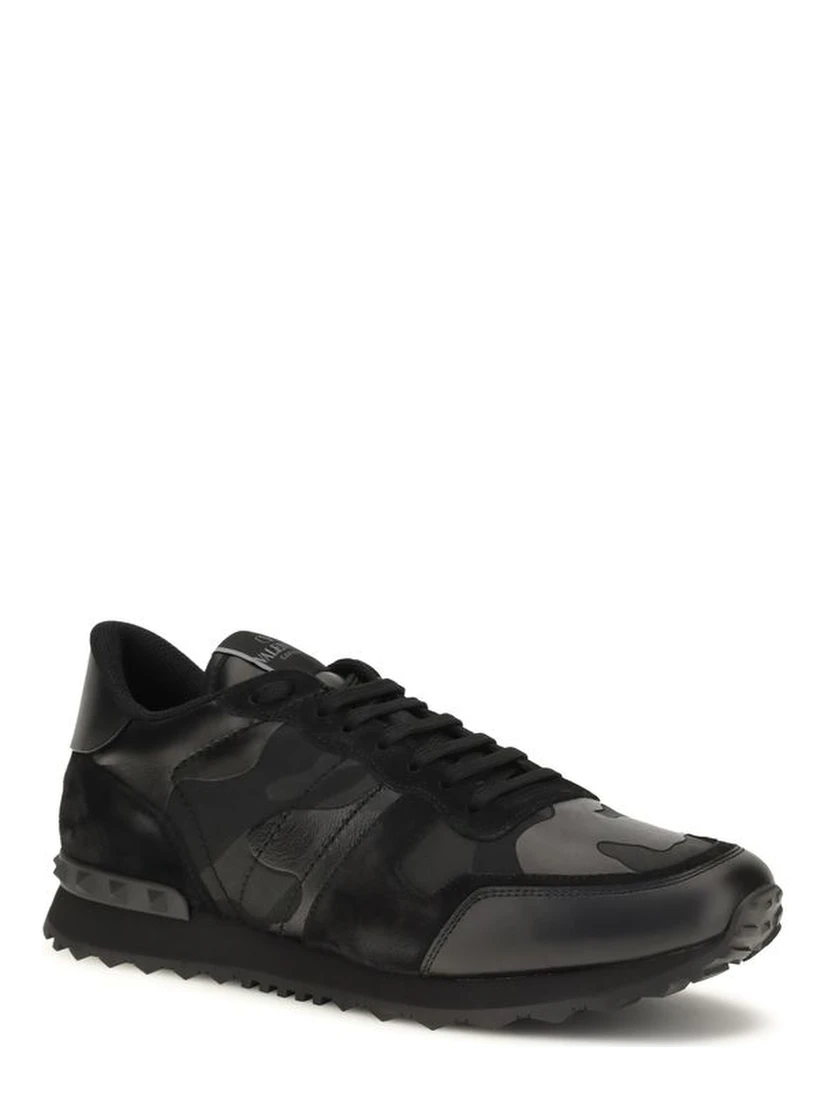 Black Polyester Athletic Sneakers