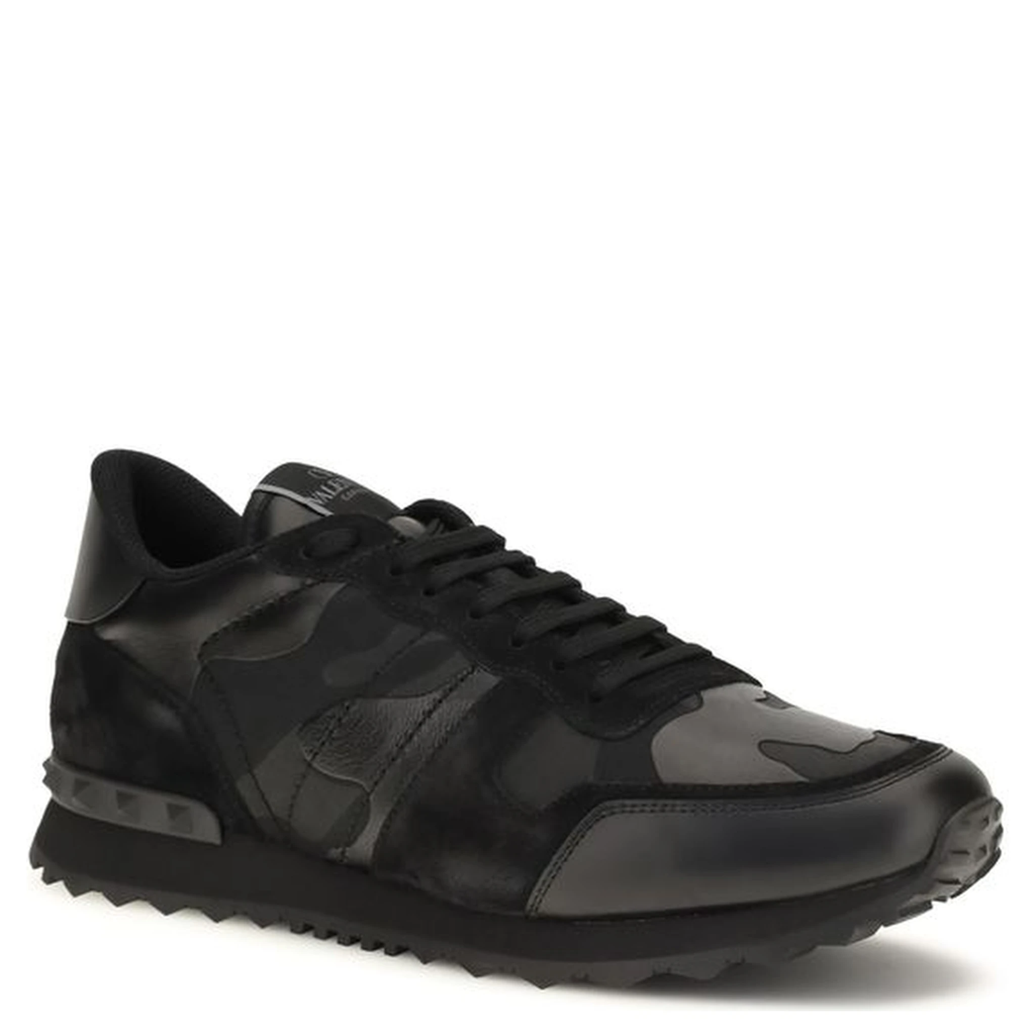 Black Polyester Athletic Sneakers