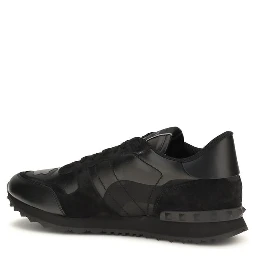 Black Polyester Athletic Sneakers