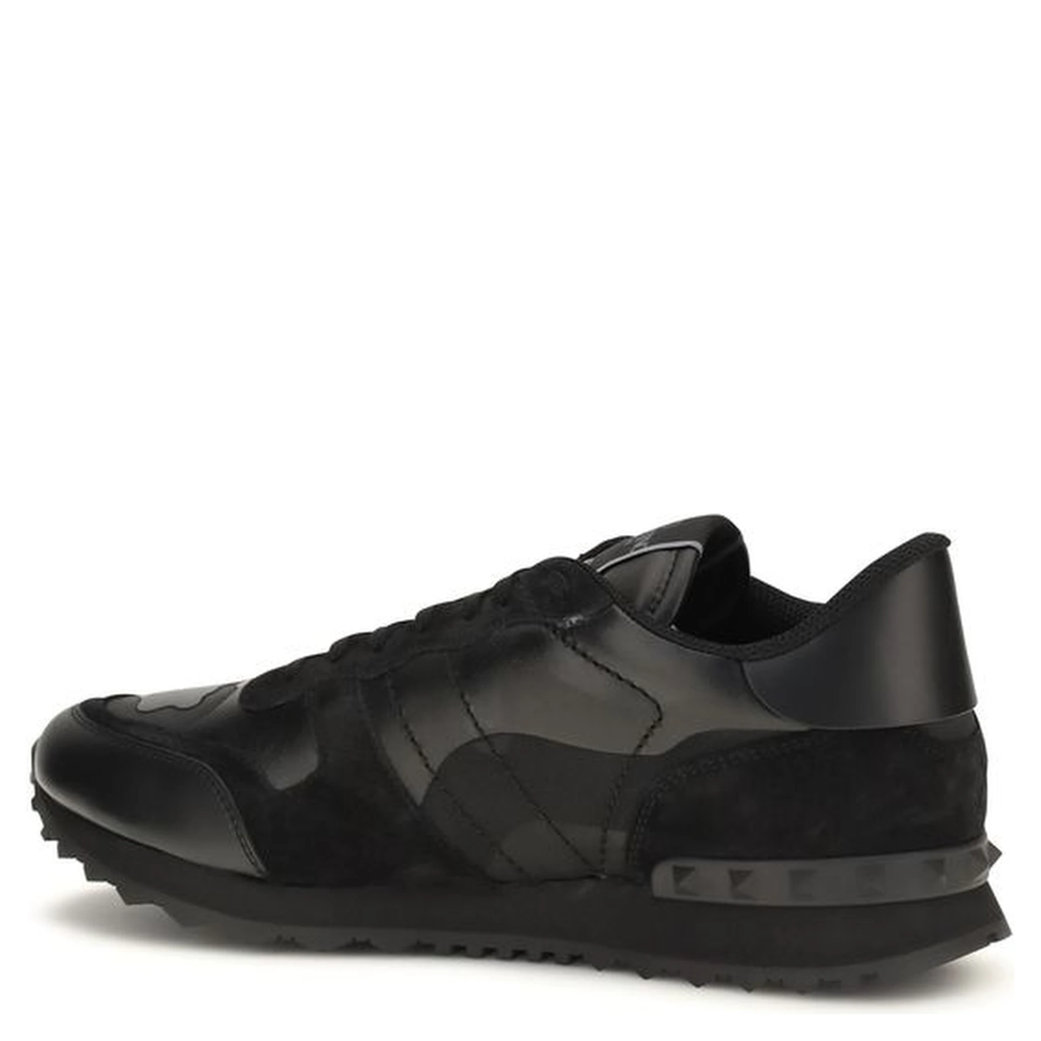 Black Polyester Athletic Sneakers