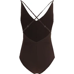 Brown Nylon One-Piece Swimsuit