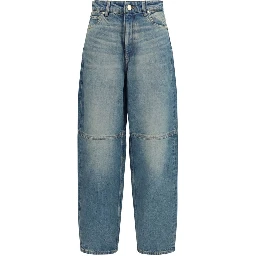 Blue Cotton Tapered Jeans