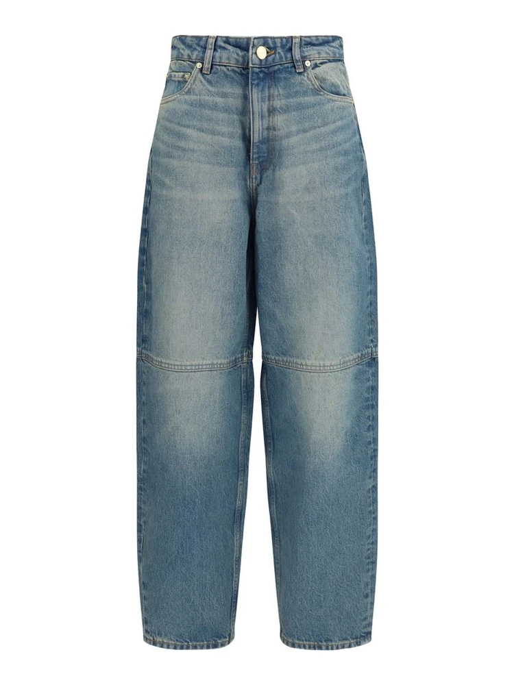 Blue Cotton Tapered Jeans