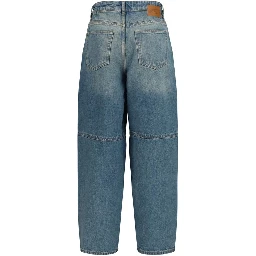 Blue Cotton Tapered Jeans
