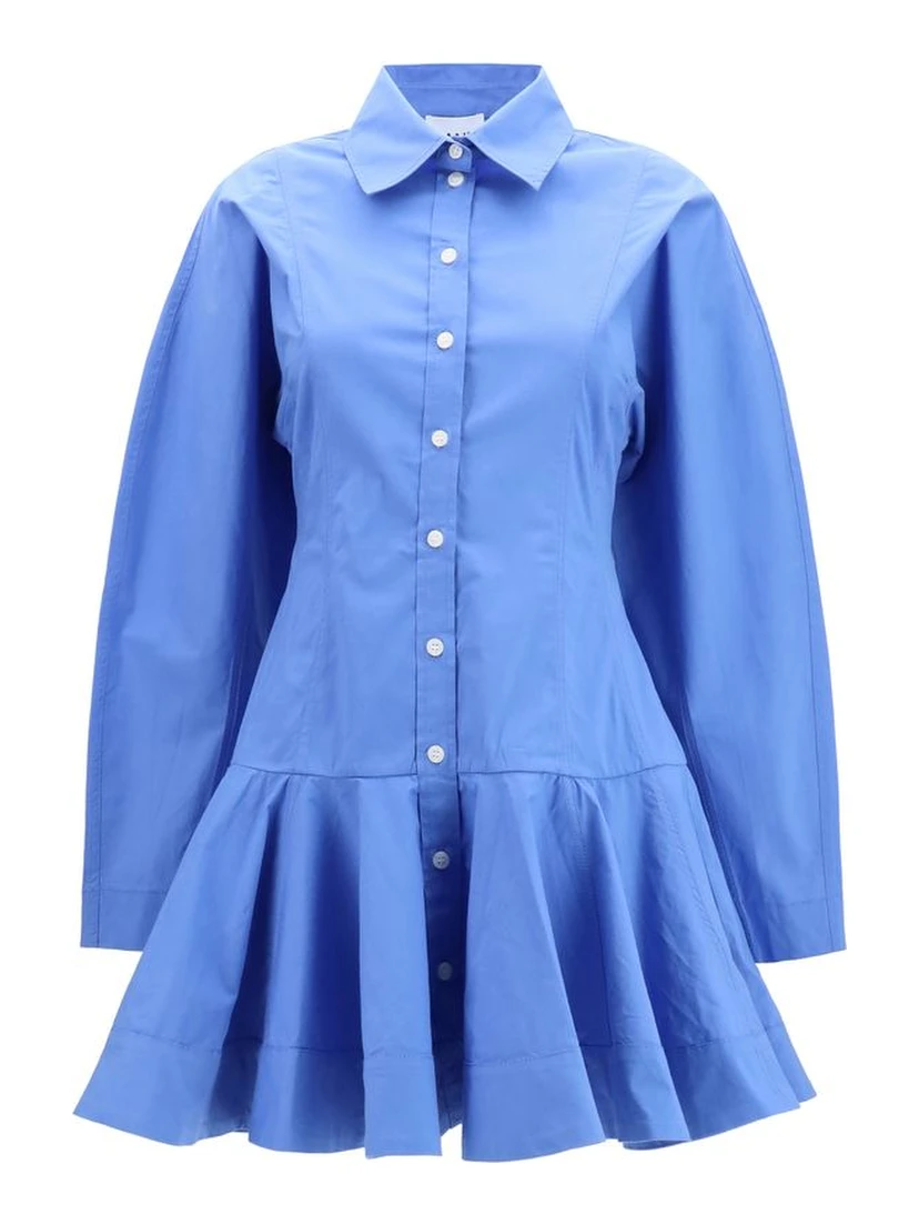 Blue Cotton Casual Dress