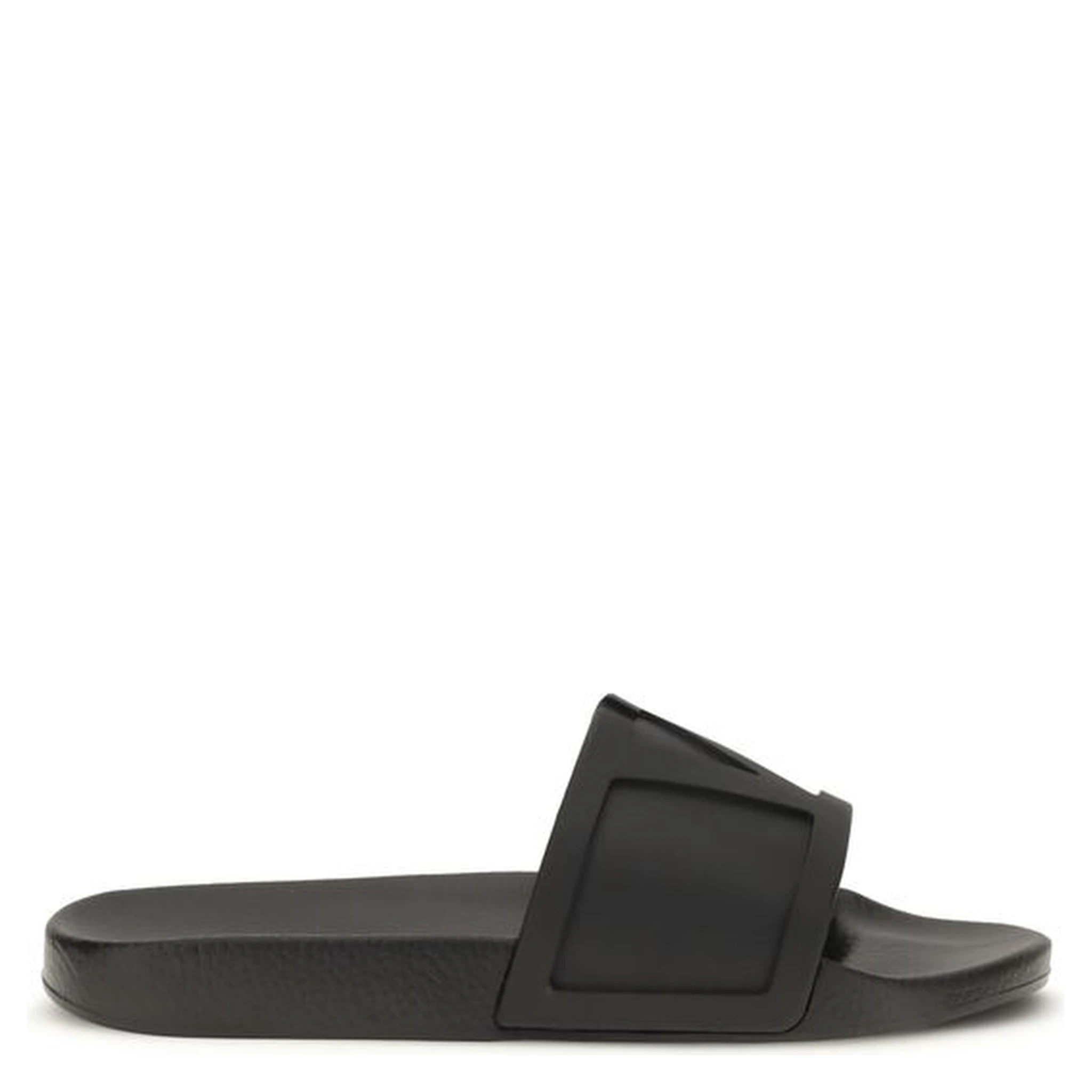Black Rubber Flat Sandals