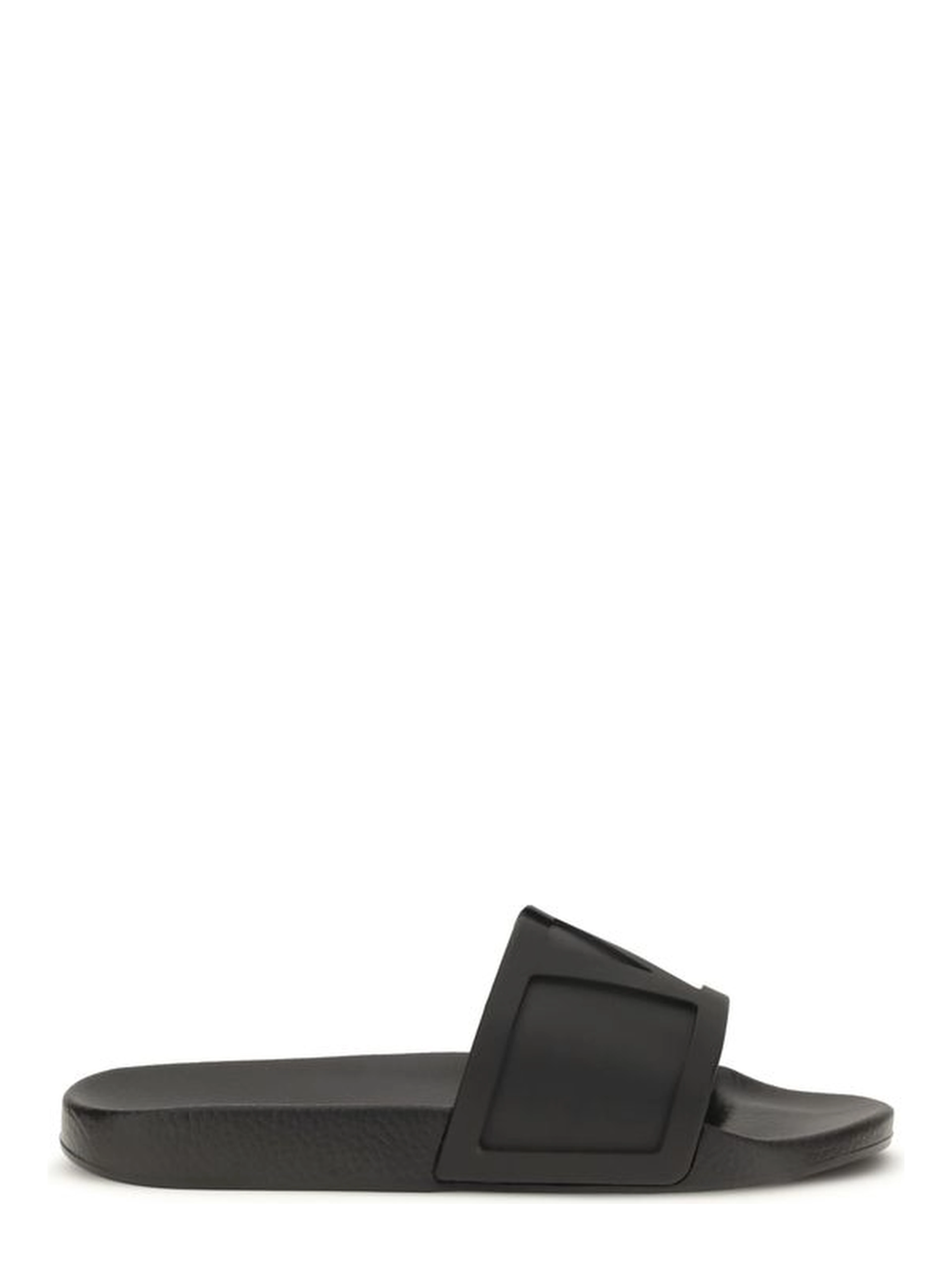 Black Rubber Flat Sandals