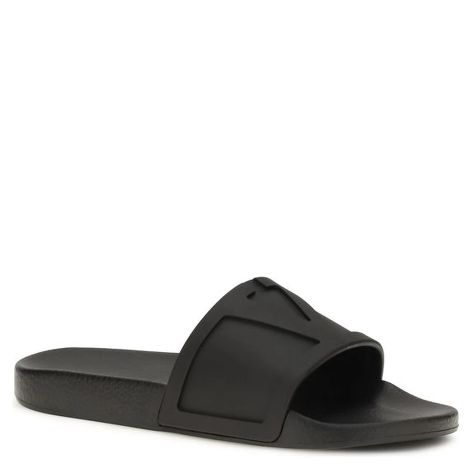 Black Rubber Flat Sandals