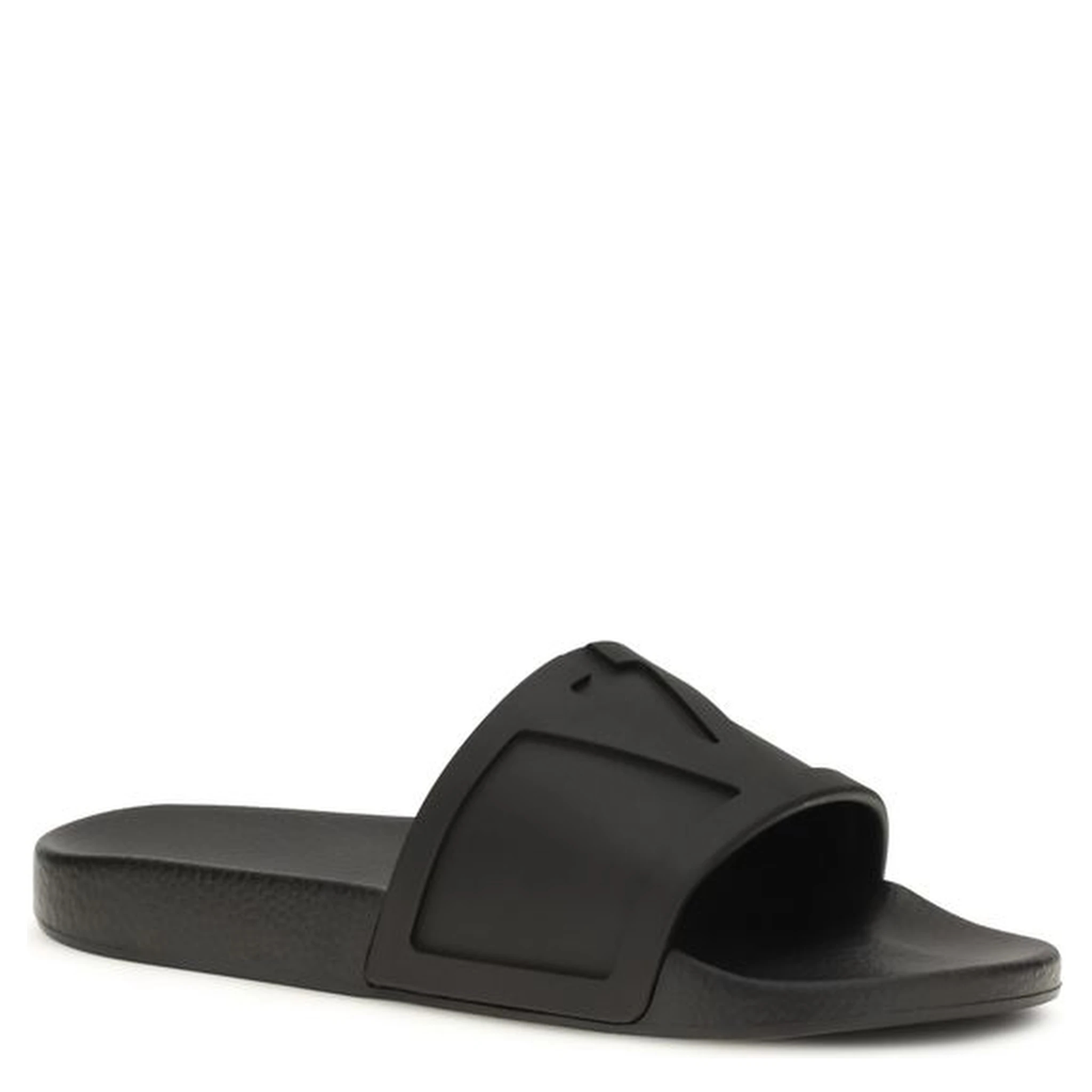 Black Rubber Flat Sandals