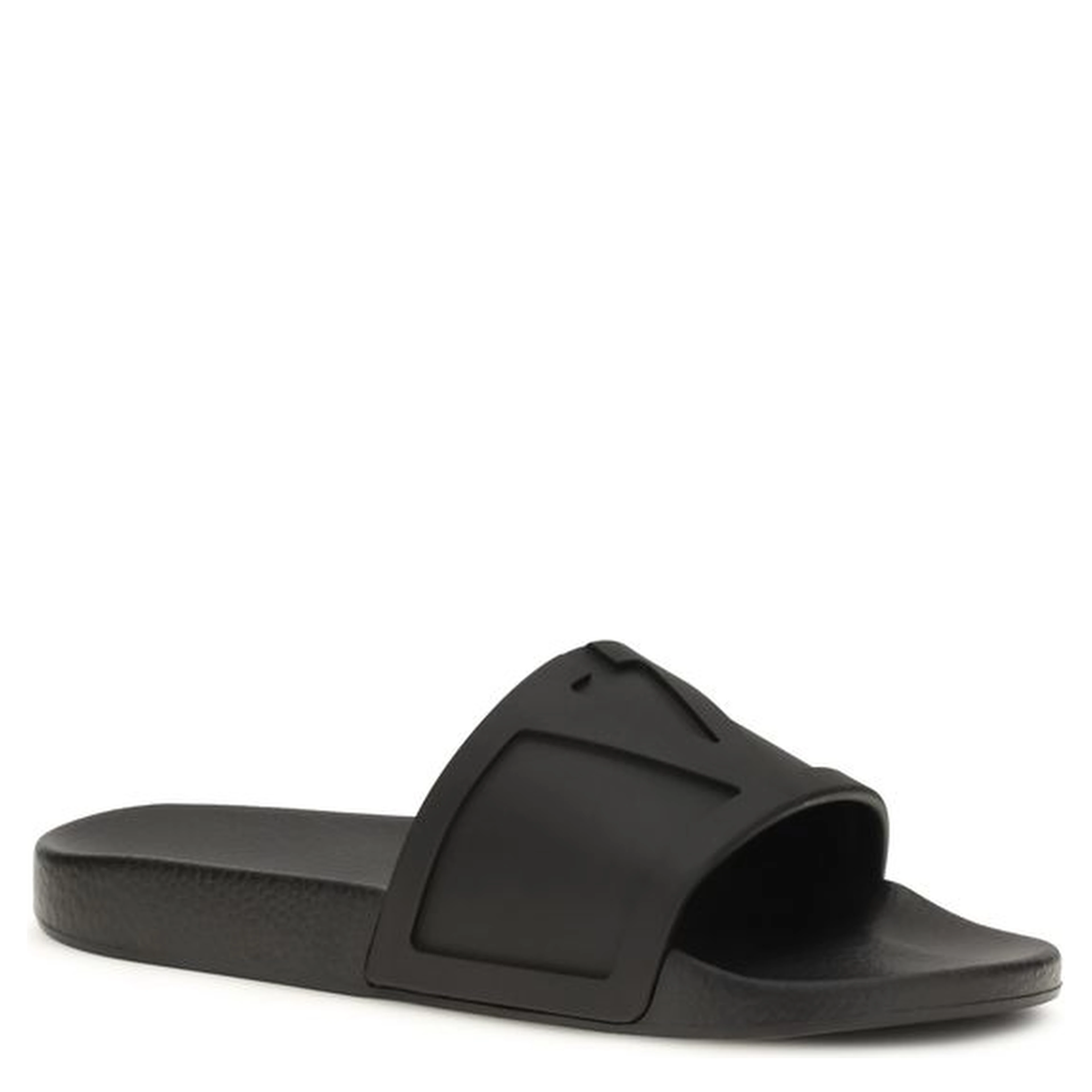 Black Rubber Flat Sandals