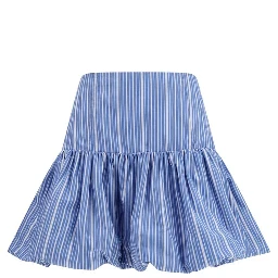 Blue Cotton Mini Skirt