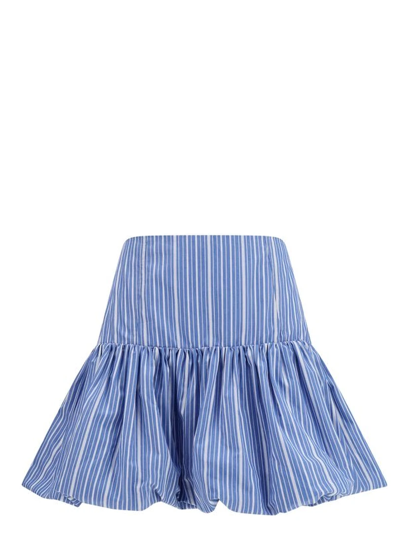 Blue Cotton Mini Skirt