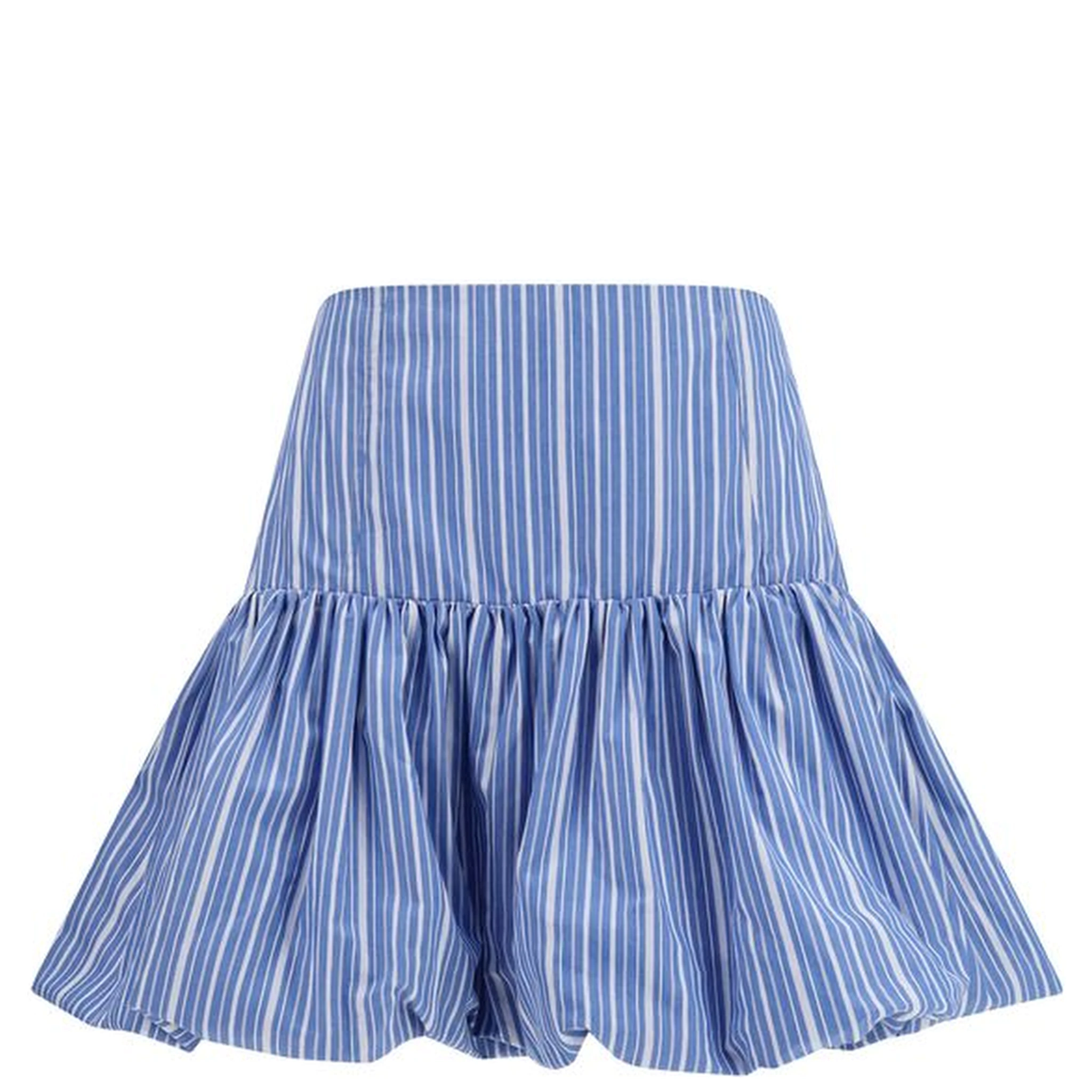 Blue Cotton Mini Skirt