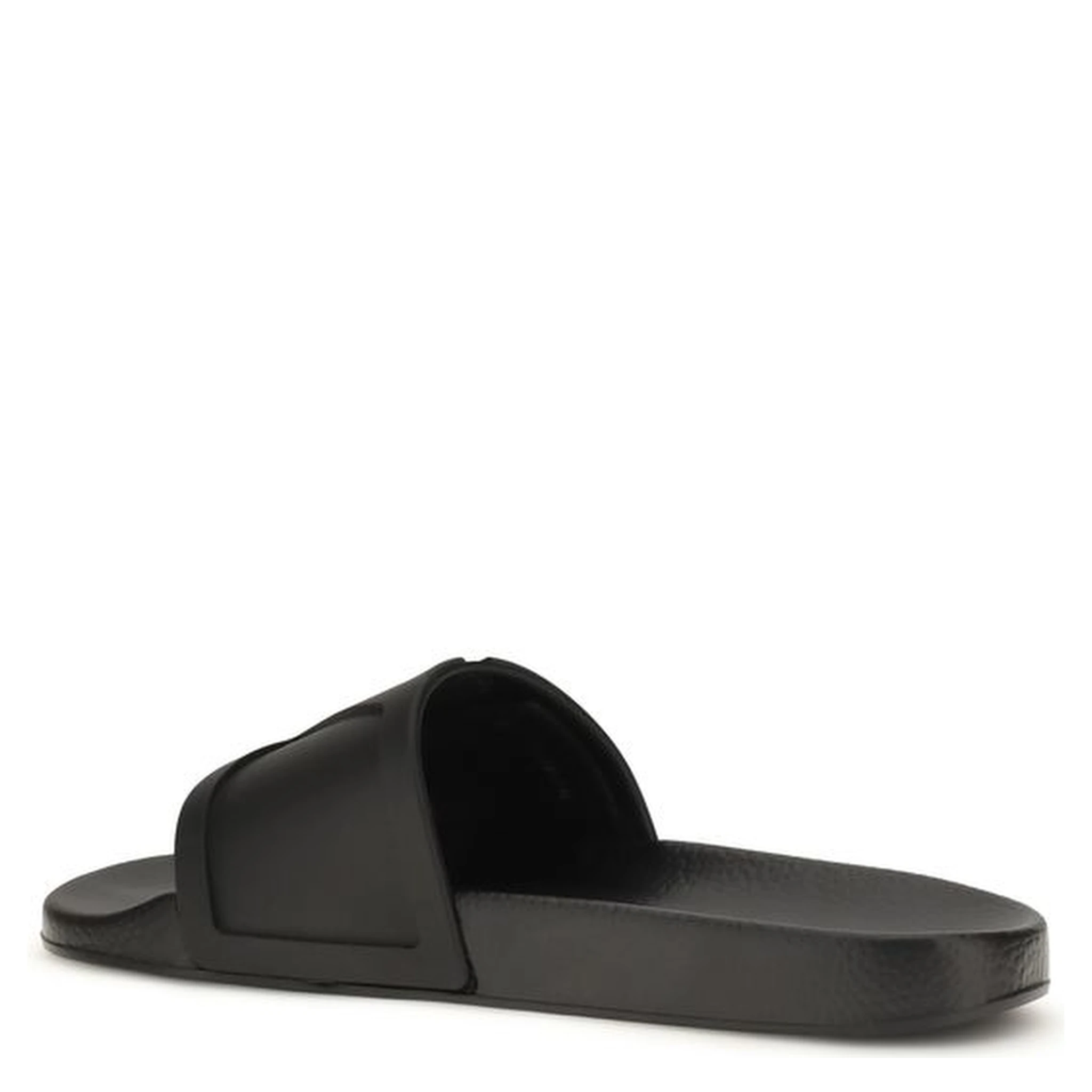 Black Rubber Flat Sandals