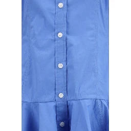 Blue Cotton Casual Dress