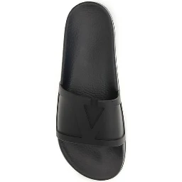 Black Rubber Flat Sandals