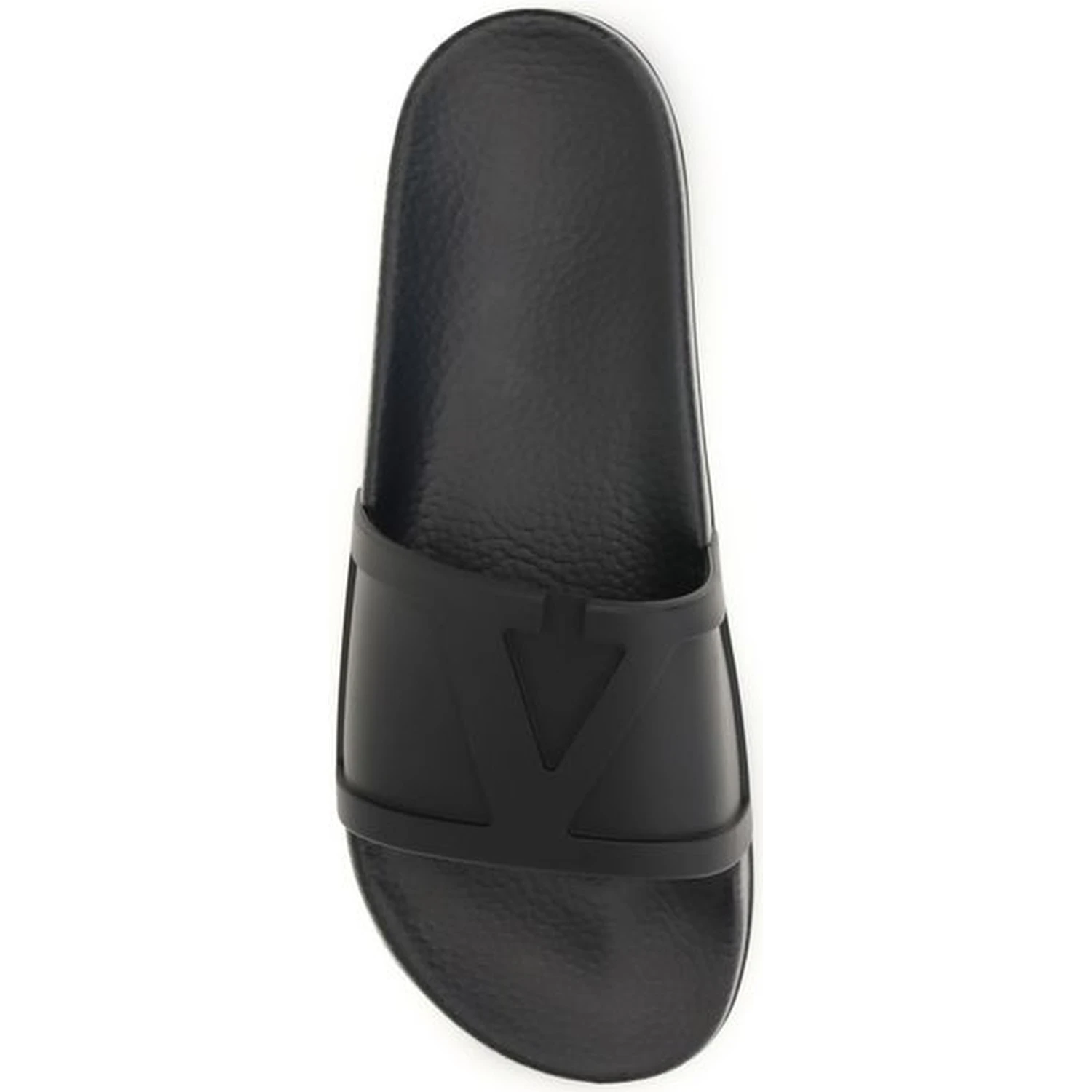 Black Rubber Flat Sandals