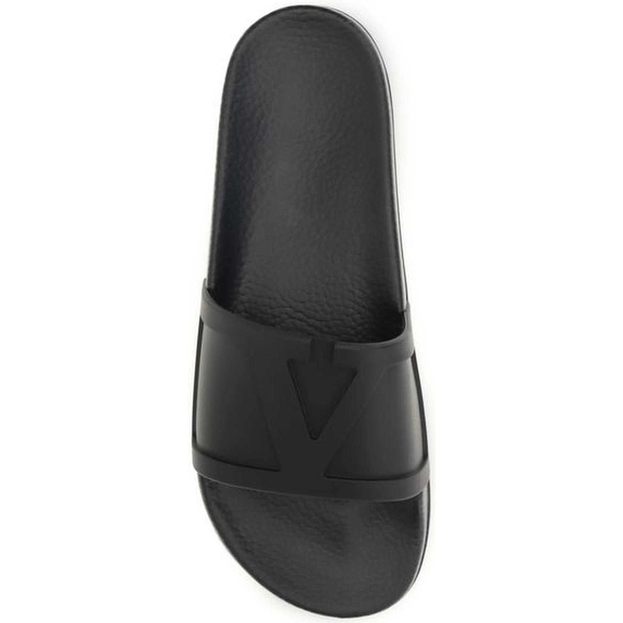 Black Rubber Flat Sandals