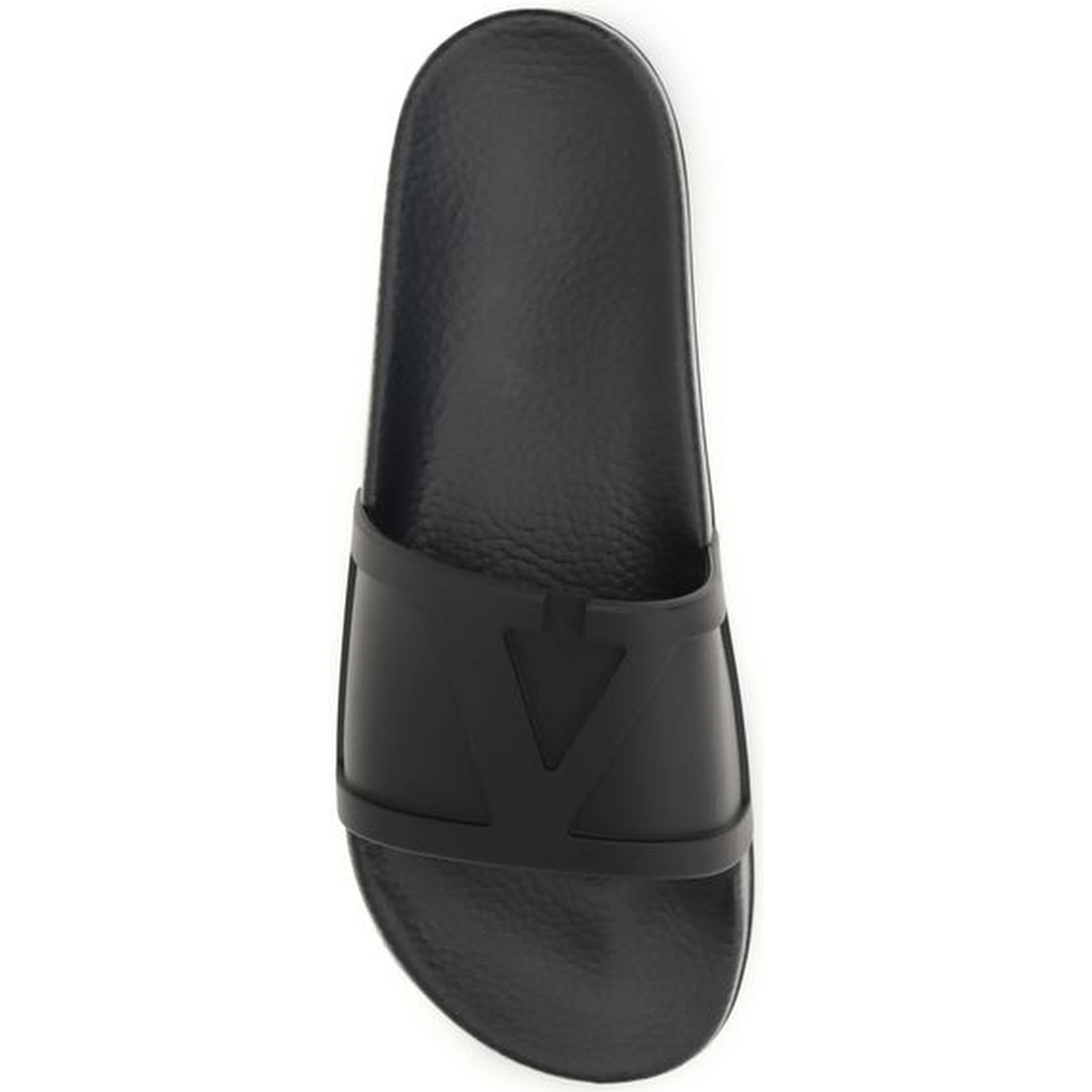 Black Rubber Flat Sandals