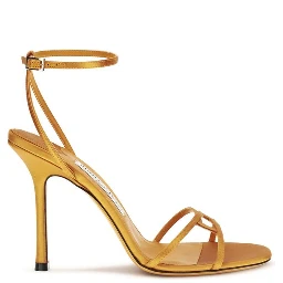 Orange Silk Stiletto Heel Sandals