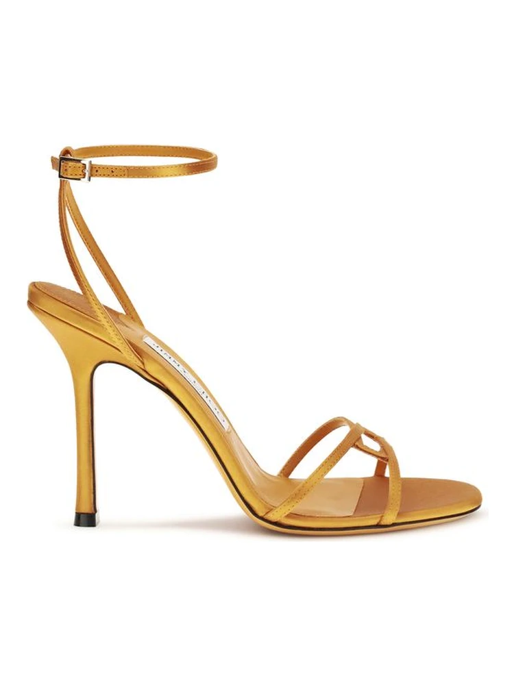 Orange Silk Stiletto Heel Sandals