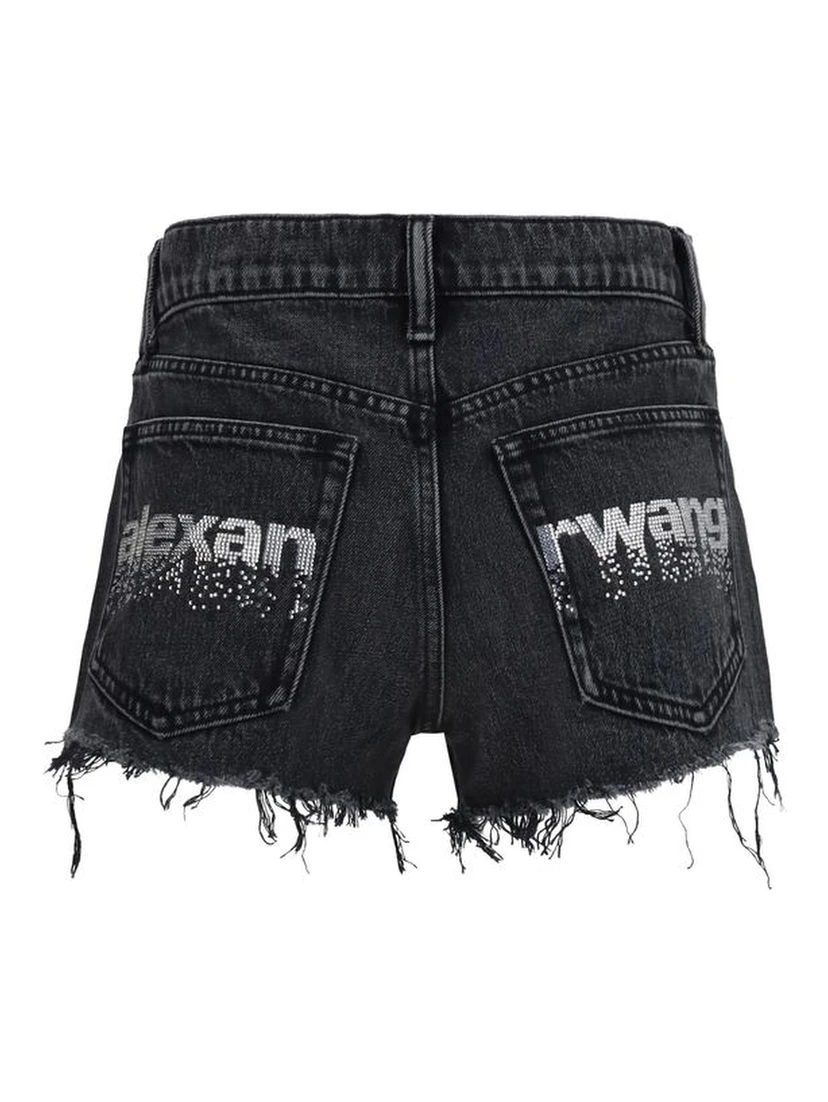 Black Cotton Short And Mini Shorts