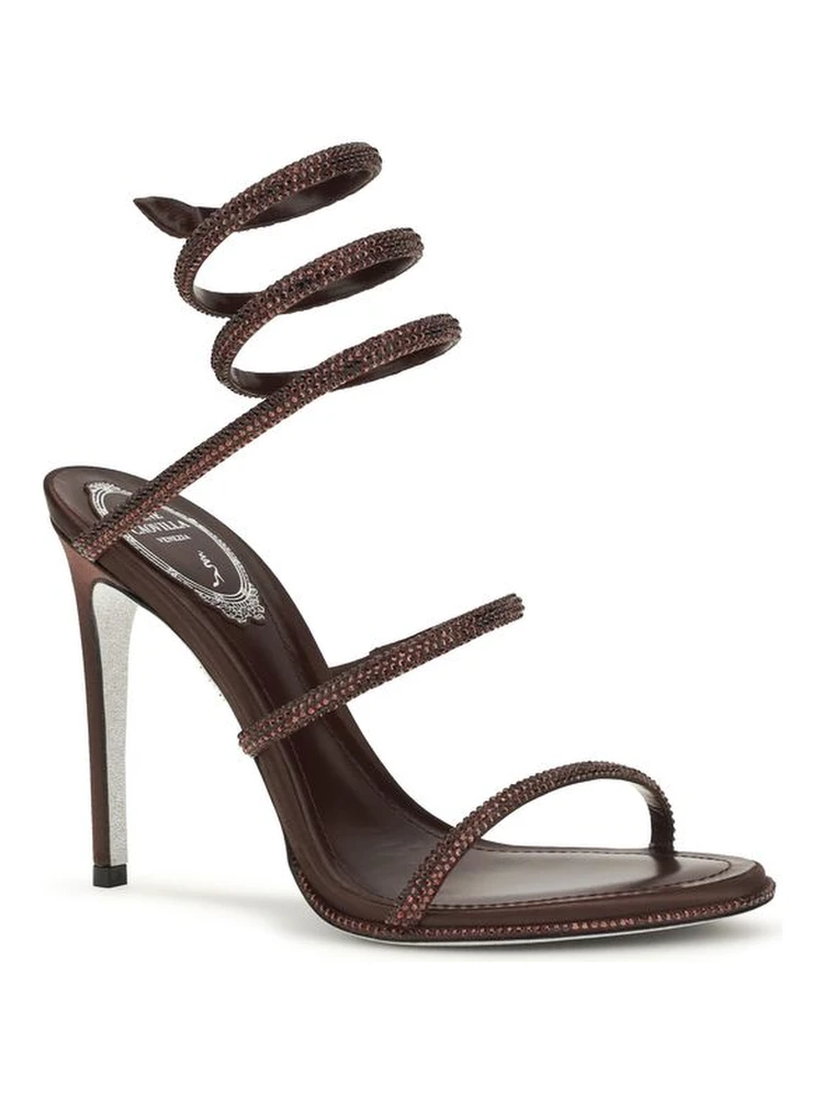 Brown Silk Stiletto Heel Sandals alternative