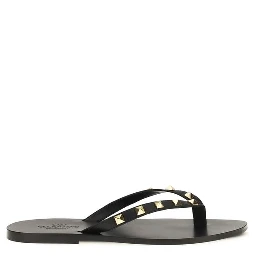 Black Calf Leather Bos Taurus Flip-Flop Sandals