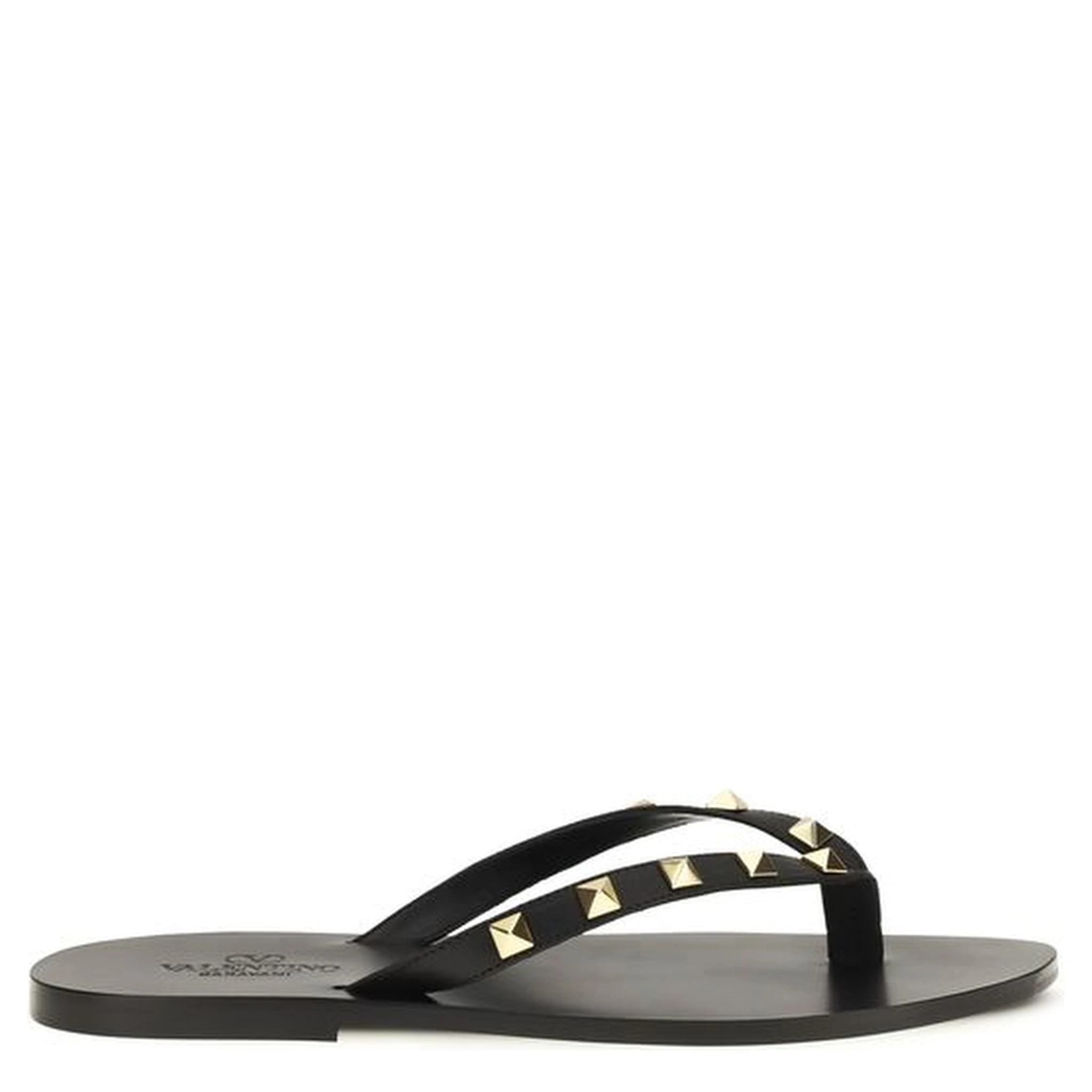 Black Calf Leather Bos Taurus Flip-Flop Sandals