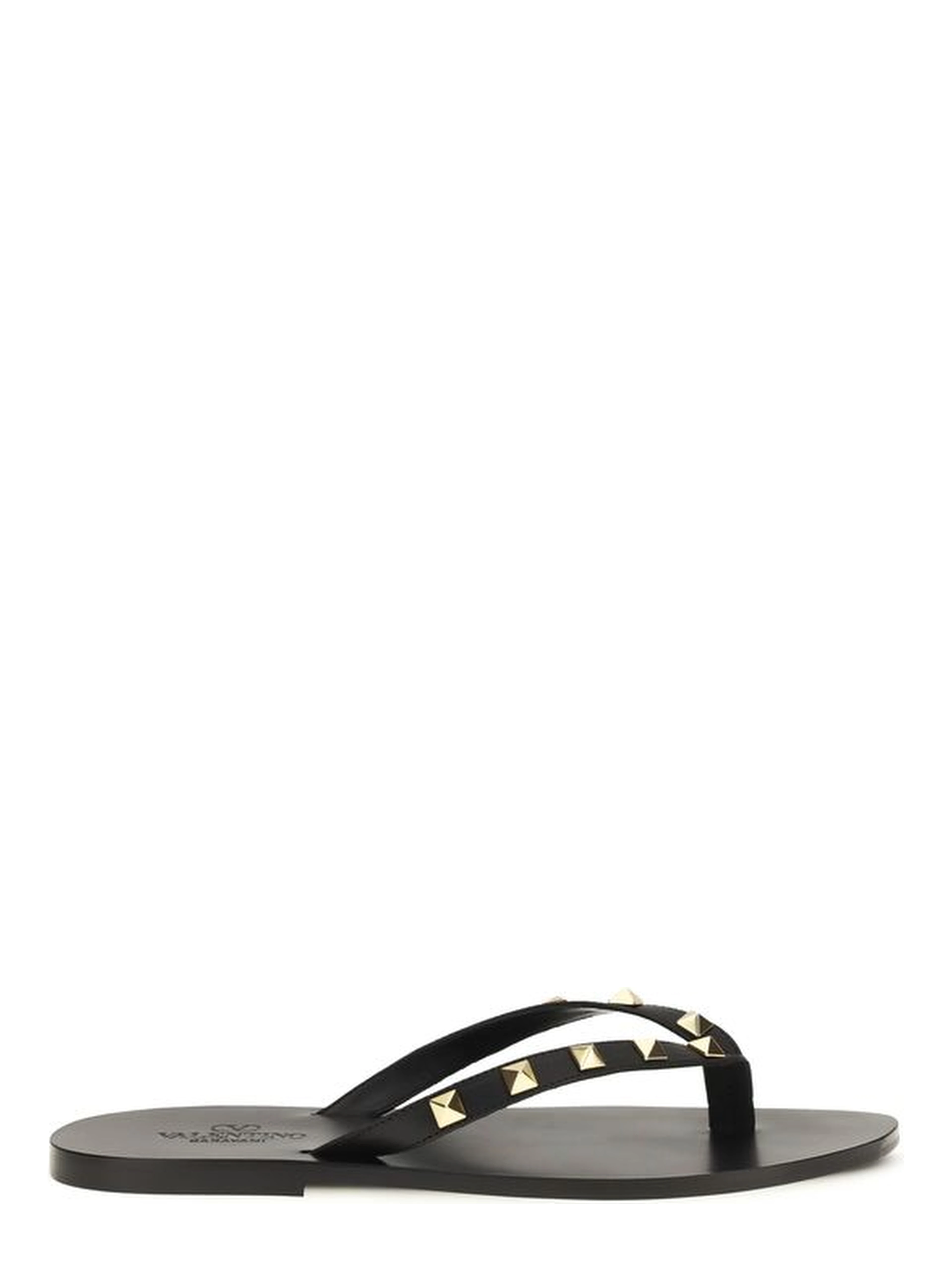 Black Calf Leather Bos Taurus Flip-Flop Sandals