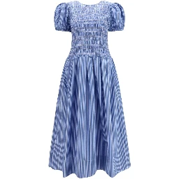 Blue Cotton Casual Dress