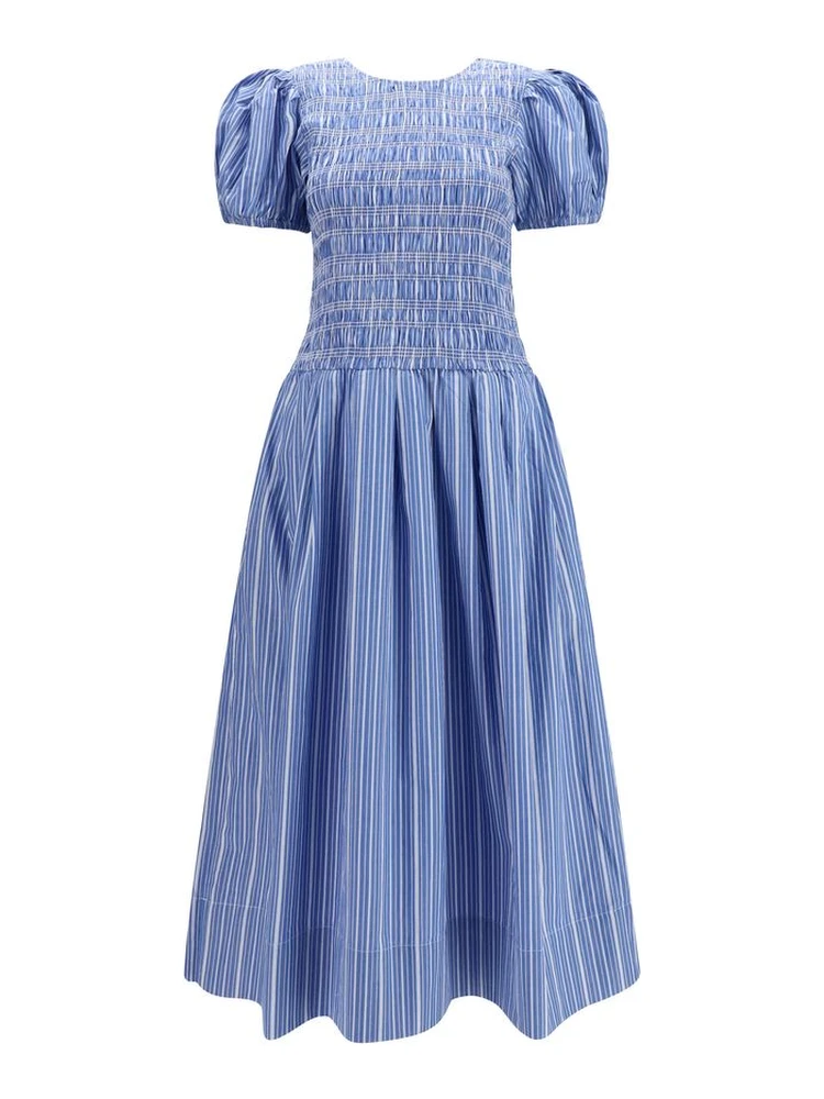 Blue Cotton Casual Dress