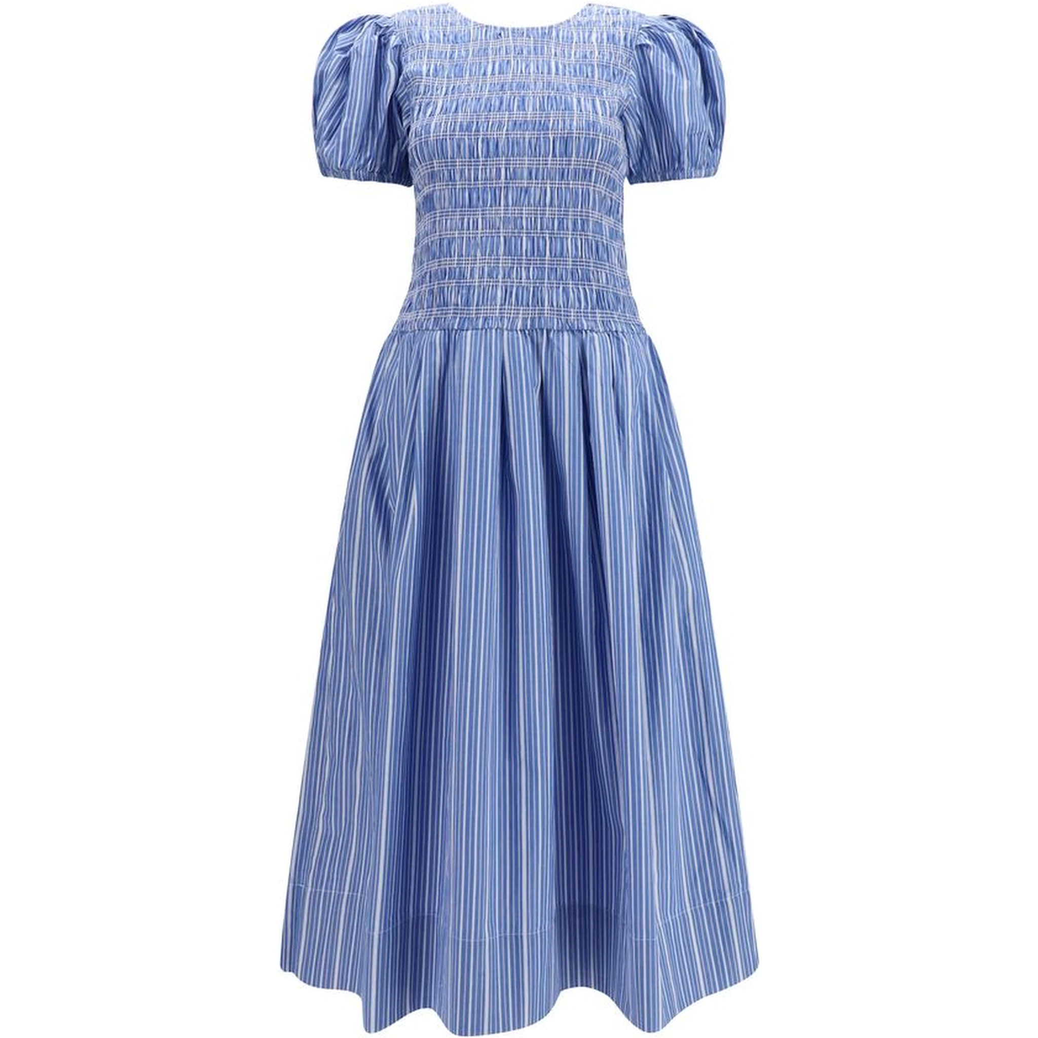 Blue Cotton Casual Dress