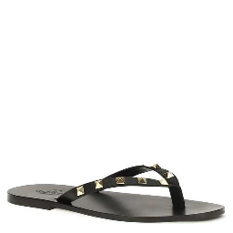 Black Calf Leather Bos Taurus Flip-Flop Sandals