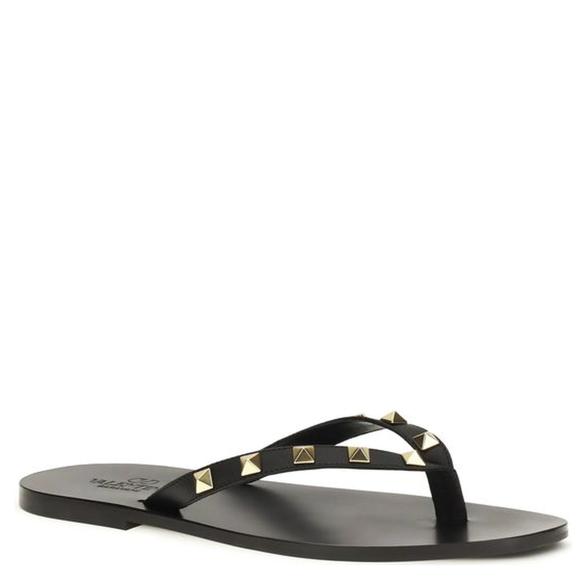 Black Calf Leather Bos Taurus Flip-Flop Sandals