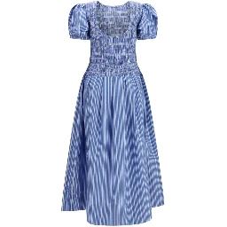 Blue Cotton Casual Dress