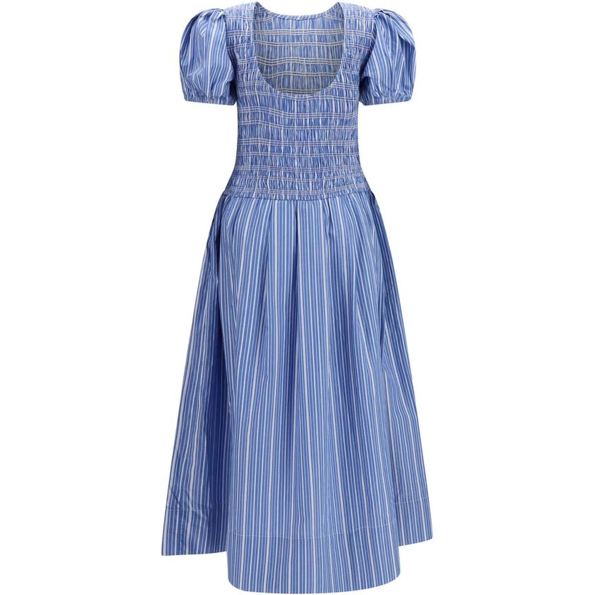 Blue Cotton Casual Dress