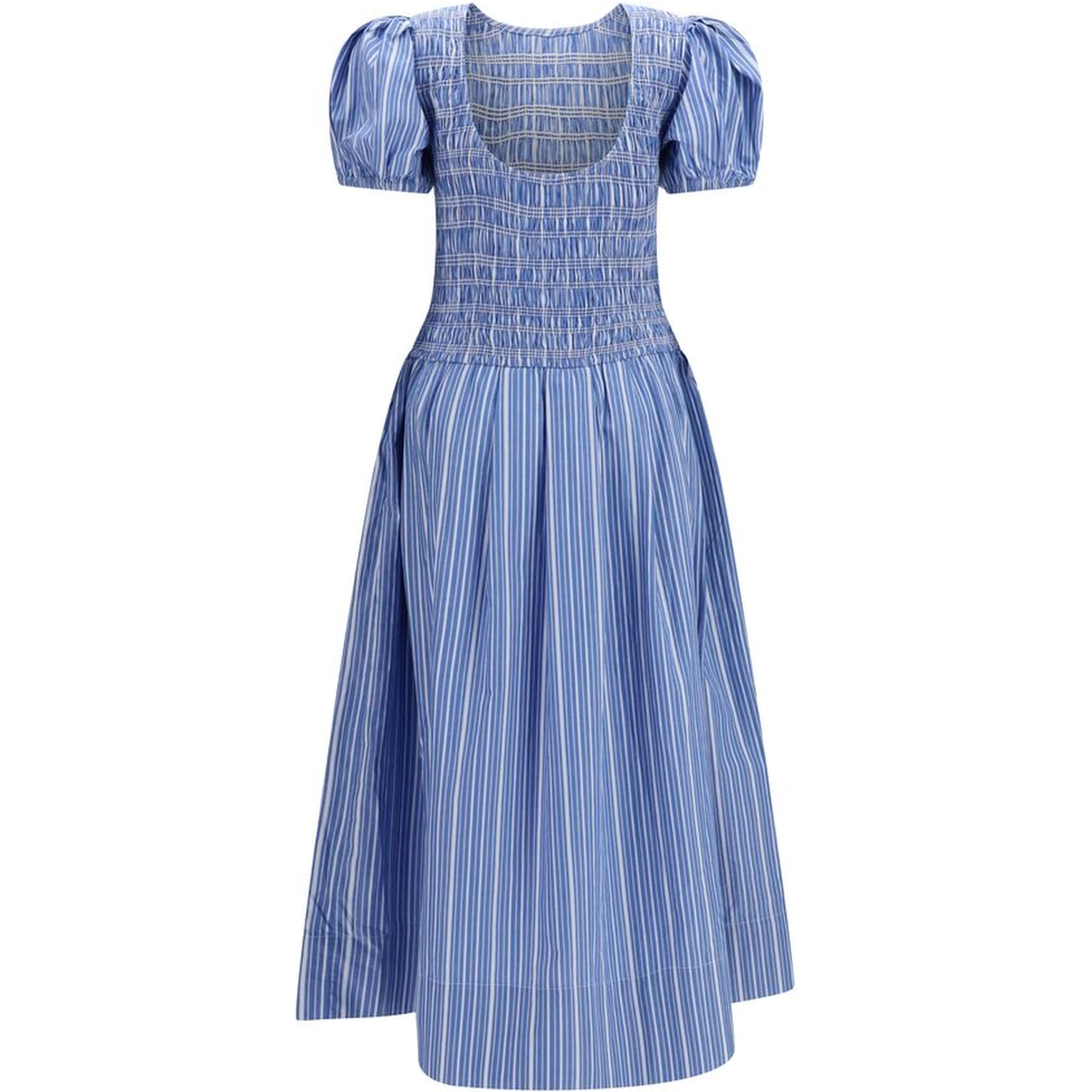 Blue Cotton Casual Dress