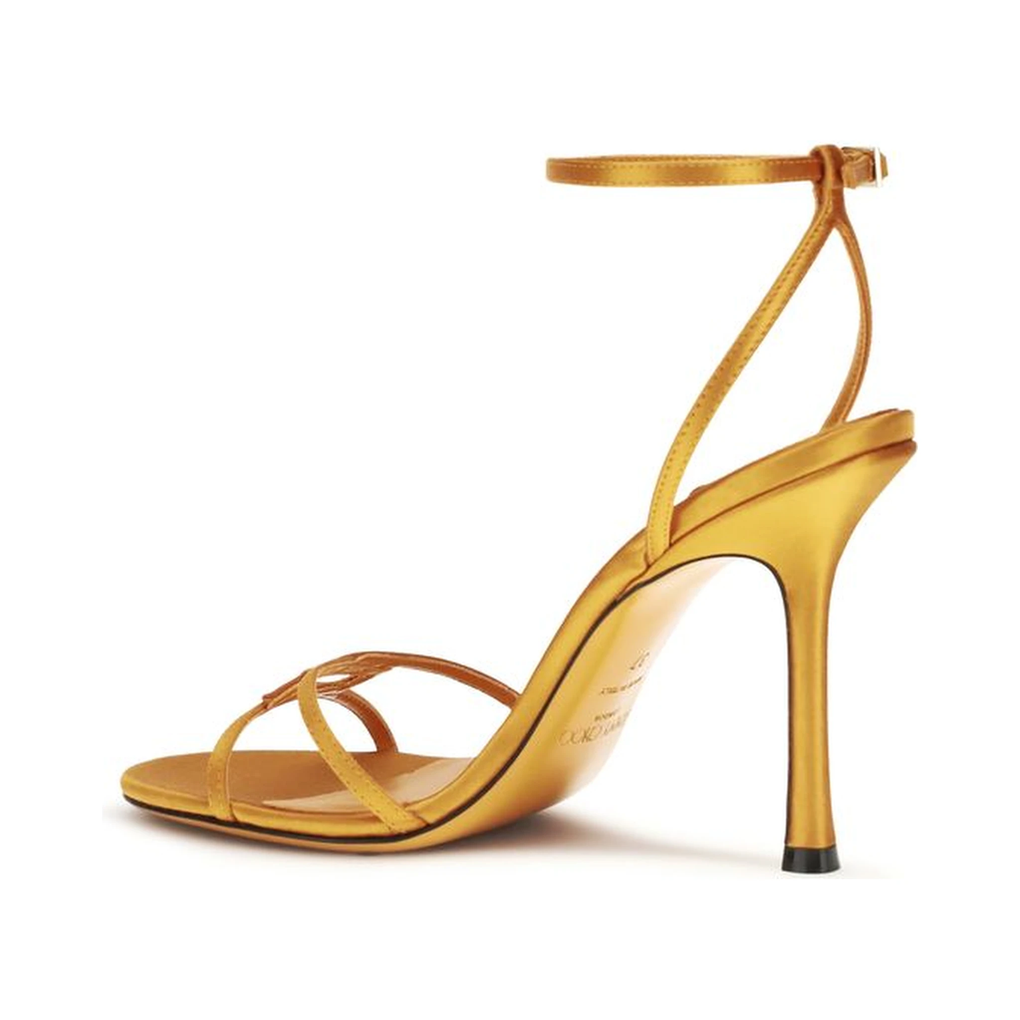 Orange Silk Stiletto Heel Sandals