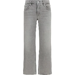 Gray Cotton Straight-Leg Jeans