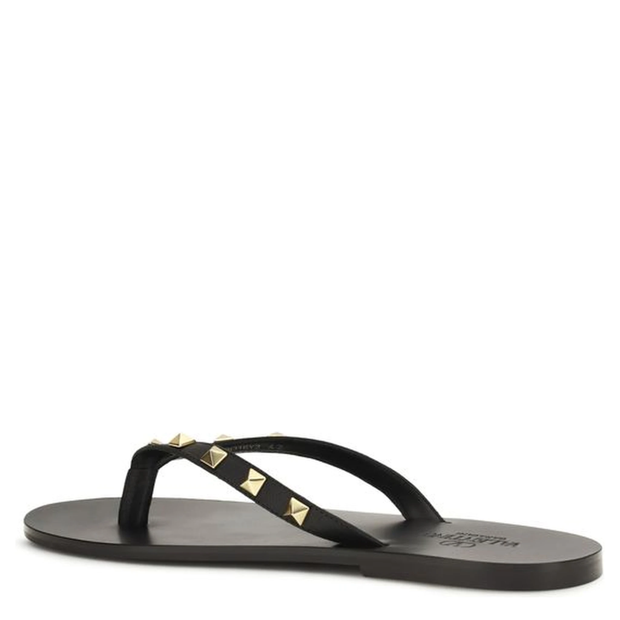 Black Calf Leather Bos Taurus Flip-Flop Sandals