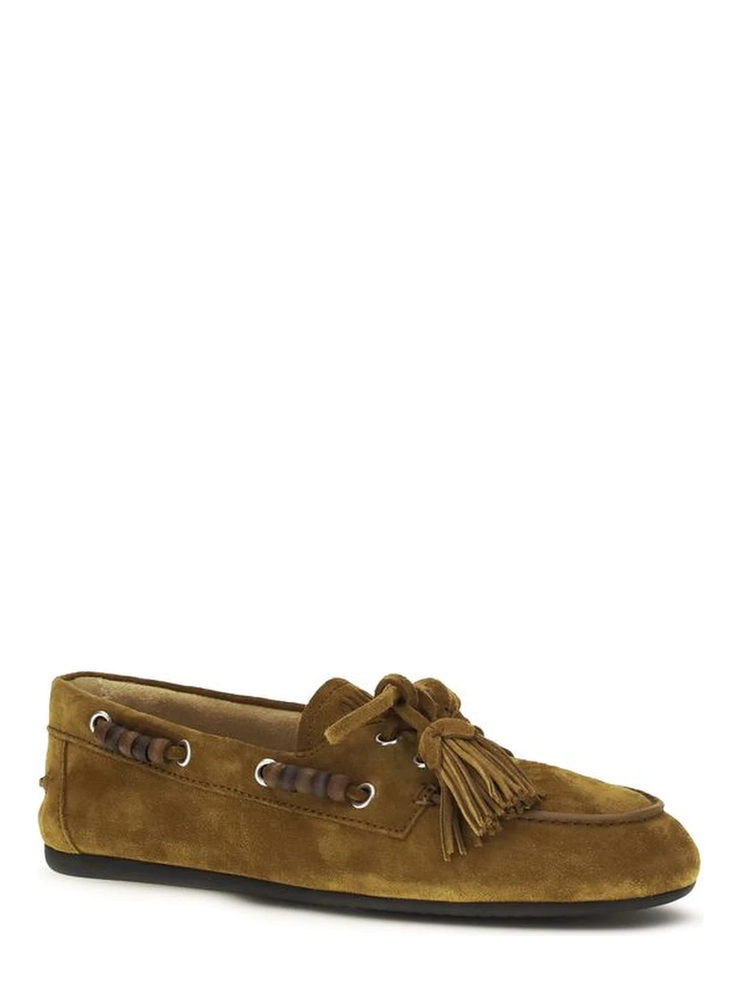 Beige Calf Leather Bos Taurus Slip-On Loafers