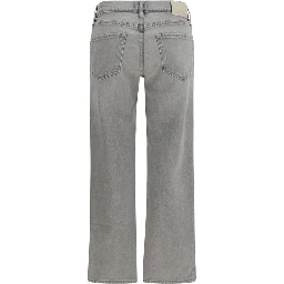 Gray Cotton Straight-Leg Jeans