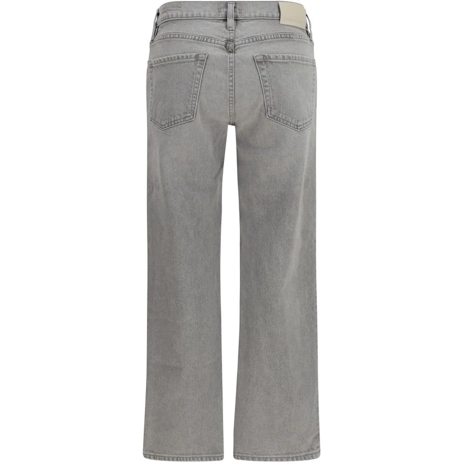 Gray Cotton Straight-Leg Jeans